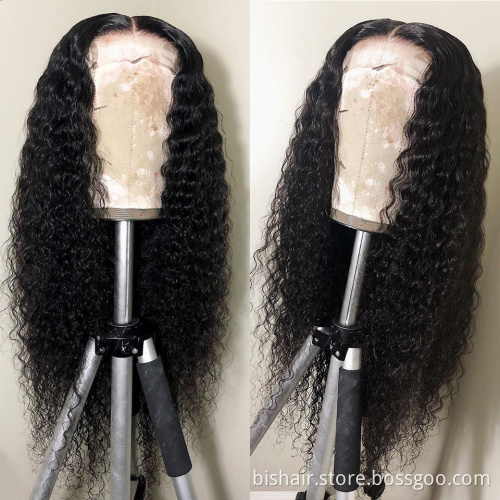 Deep Wave Frontal Wig 4x4 Lace Closure Human Hair Wigs For Women Curly Wave 30 Inch Pre Plucked Loose Wave Curly Human Hair Wig